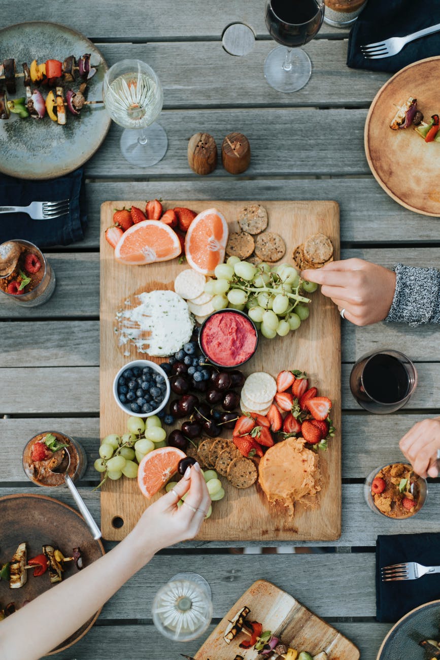 flat lay photography of fruit platter